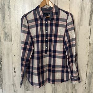 womens plaid long sleeve cotton size L TOMMY HILFIGER #W14